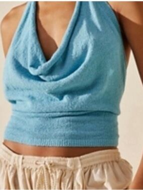 Free People Turquoise Halter Tank Top